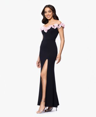 Blondie Nites - Juniors' Off-The-Shoulder Ruffled Evening Gown