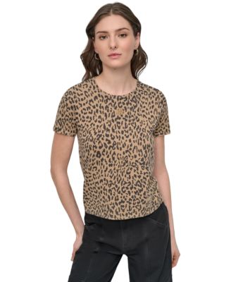 DKNY Jeans - Petite Animal Print Short-Sleeve T-Shirt