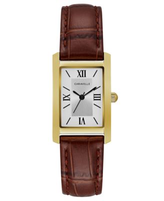 Caravelle - Women's Brown Leather Strap Watch 21x33mm