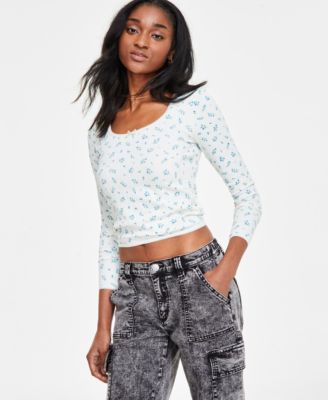 Planet Heart - Juniors' Ditsy Floral Seamless Crop Top