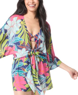 Vince Camuto - Women's Plunging V-Neck Romper Cover-Up