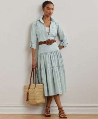 Lauren Ralph Lauren - Women's Chambray Tiered Midi Skirt
