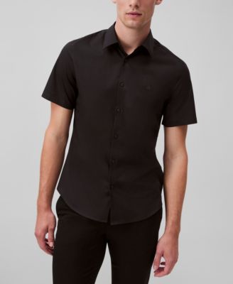 Calvin Klein - Men's Slim Fit Short Sleeve Solid Stretch Button-Front Shirt