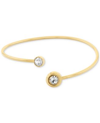 Calvin Klein - Gold-Tone Stainless Steel Cubic Zirconia Twisted Bezel Cuff Bracelet