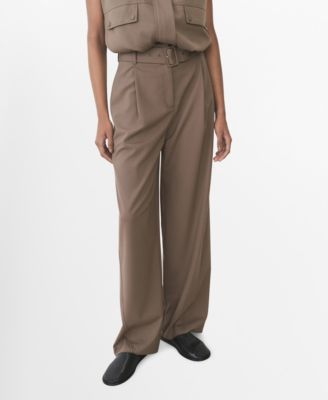 MANGO - Women's Belt Straight-Fit Trousers Pants