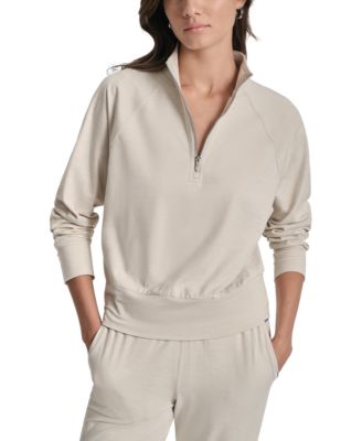 DKNY - Women's Space-Dyed Half-Zip Raglan-Sleeve Top