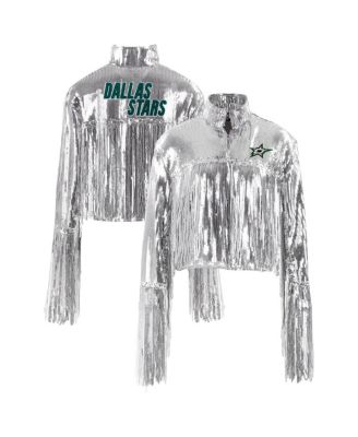 Cuce - Women's Silver Dallas Stars Cropped Sequin Fringe Blazer